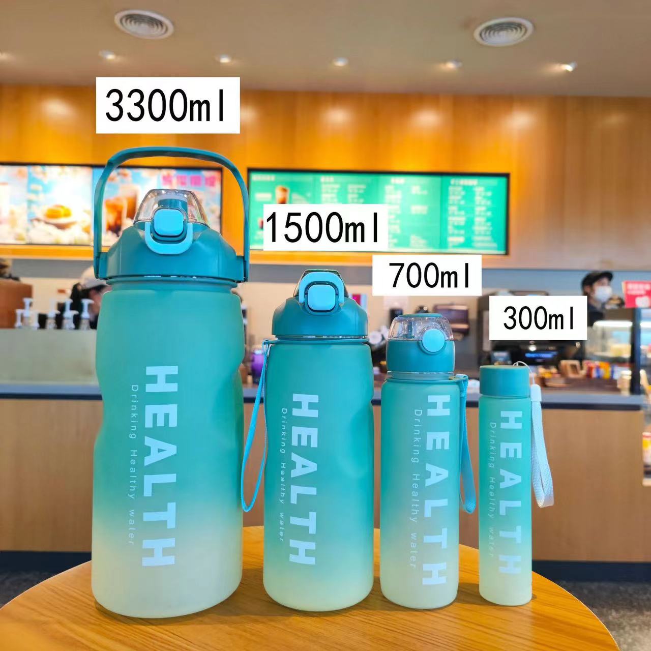 4-in-1 Set Water Bottle Motivational Sports Leakproof Bottle Fitness Water Bottle for Family, Gym Outdoor