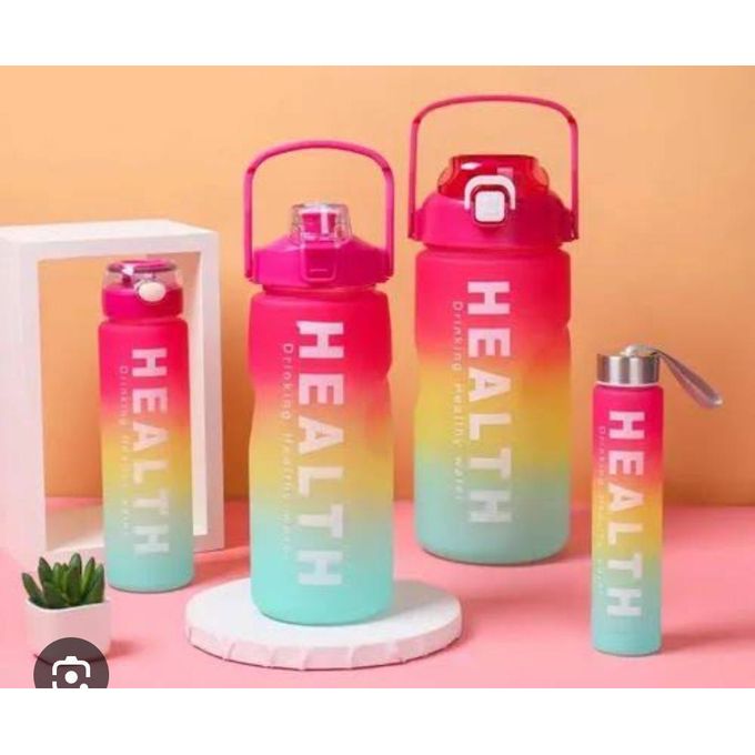 4-in-1 Set Water Bottle Motivational Sports Leakproof Bottle Fitness Water Bottle for Family, Gym Outdoor