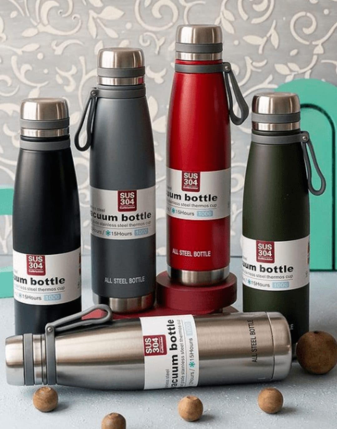 Double layer vacuum stainless steel thermos flask Portable cold and hot water flask