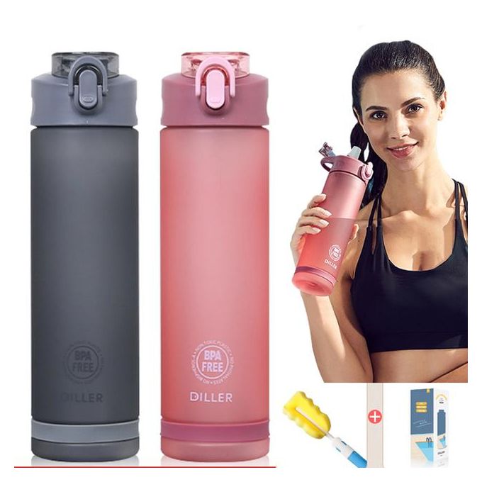 Sports Water Bottle With Straw Tritan Plastic