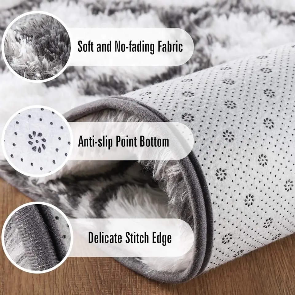 5 By 8(160*200cm) Super Soft Fluffy Carpet Area Rugs for Living Room, Bedroom Shaggy Large Rugs Modern Floor Carpet, with Anti-slip Sticker