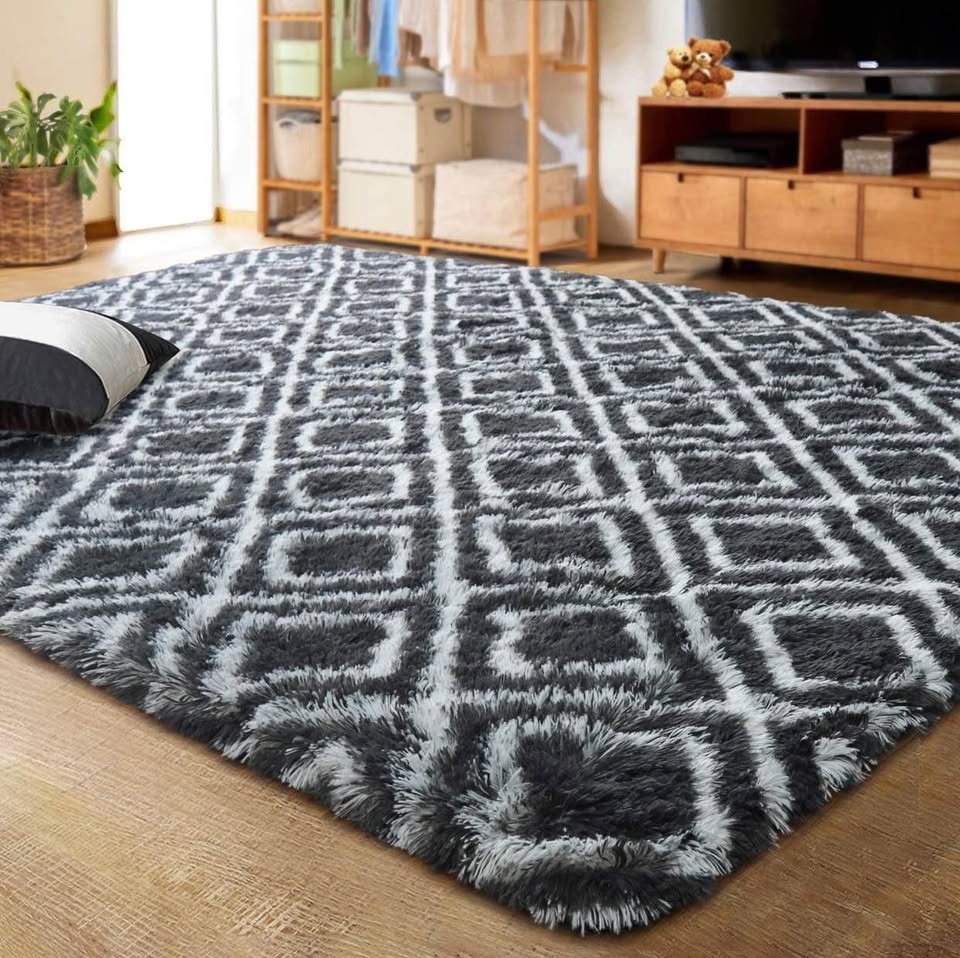 5 By 8(160*200cm) Super Soft Fluffy Carpet Area Rugs for Living Room, Bedroom Shaggy Large Rugs Modern Floor Carpet, with Anti-slip Sticker