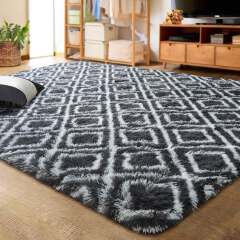 5 By 8(160*200cm) Super Soft Fluffy Carpet Area Rugs for Living Room, Bedroom Shaggy Large Rugs Modern Floor Carpet, with Anti-slip Sticker
