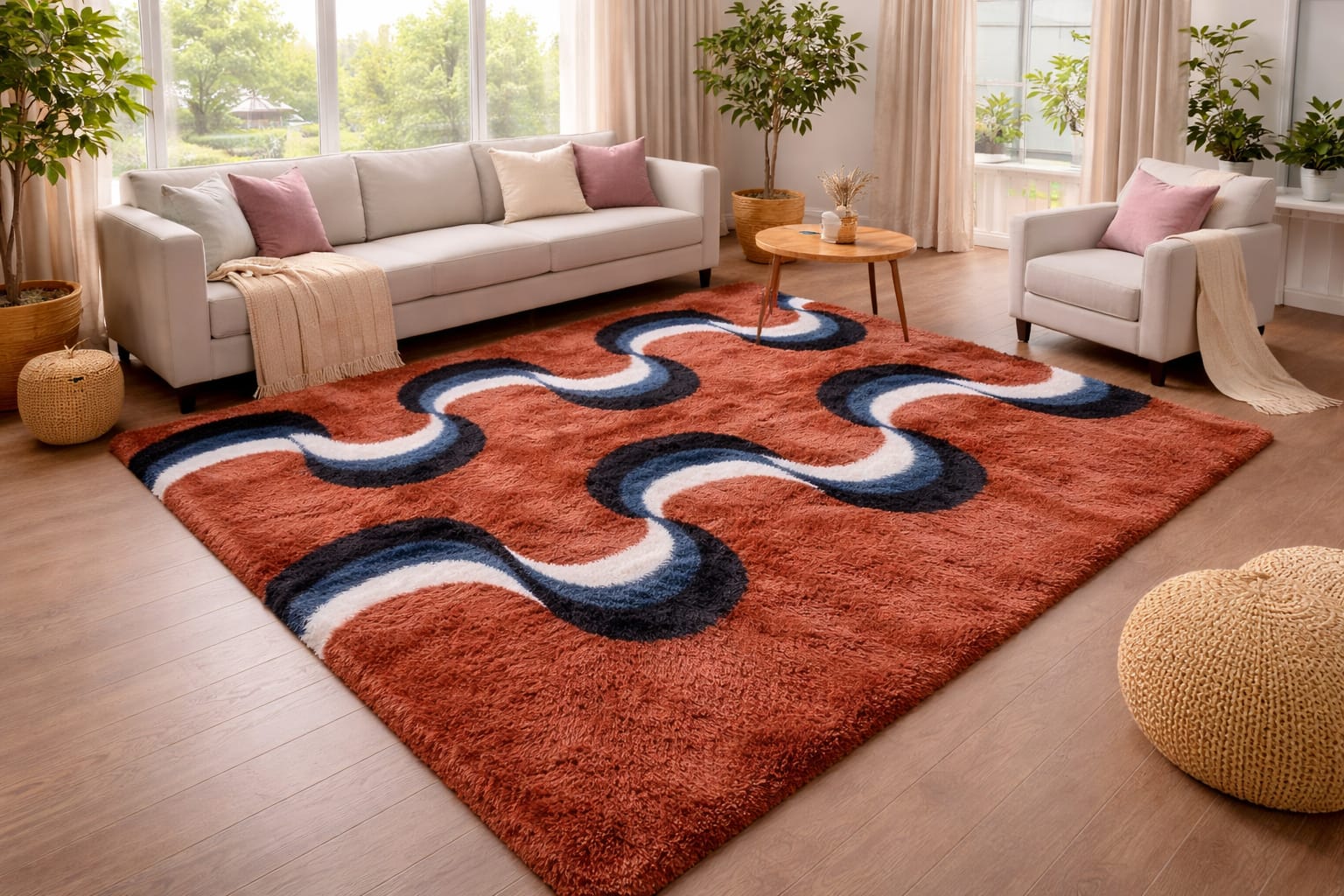 5 By 8 Soft Fluffy Carpets Non-slip Rugs Floor Mat