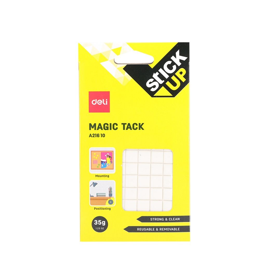 (EXCLUSIVE OFFER)DELI A21610 MAGIC TACK 35G Reusable Adhesive Putty  No Residue Easy to Use Non-Toxic Safe for Home Office School Use Ideal for Temporary Displays