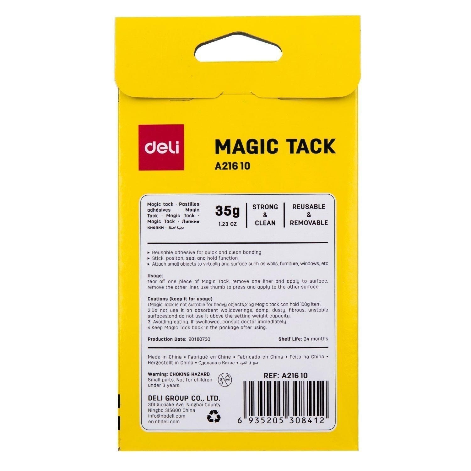 (EXCLUSIVE OFFER)DELI A21610 MAGIC TACK 35G Reusable Adhesive Putty  No Residue Easy to Use Non-Toxic Safe for Home Office School Use Ideal for Temporary Displays