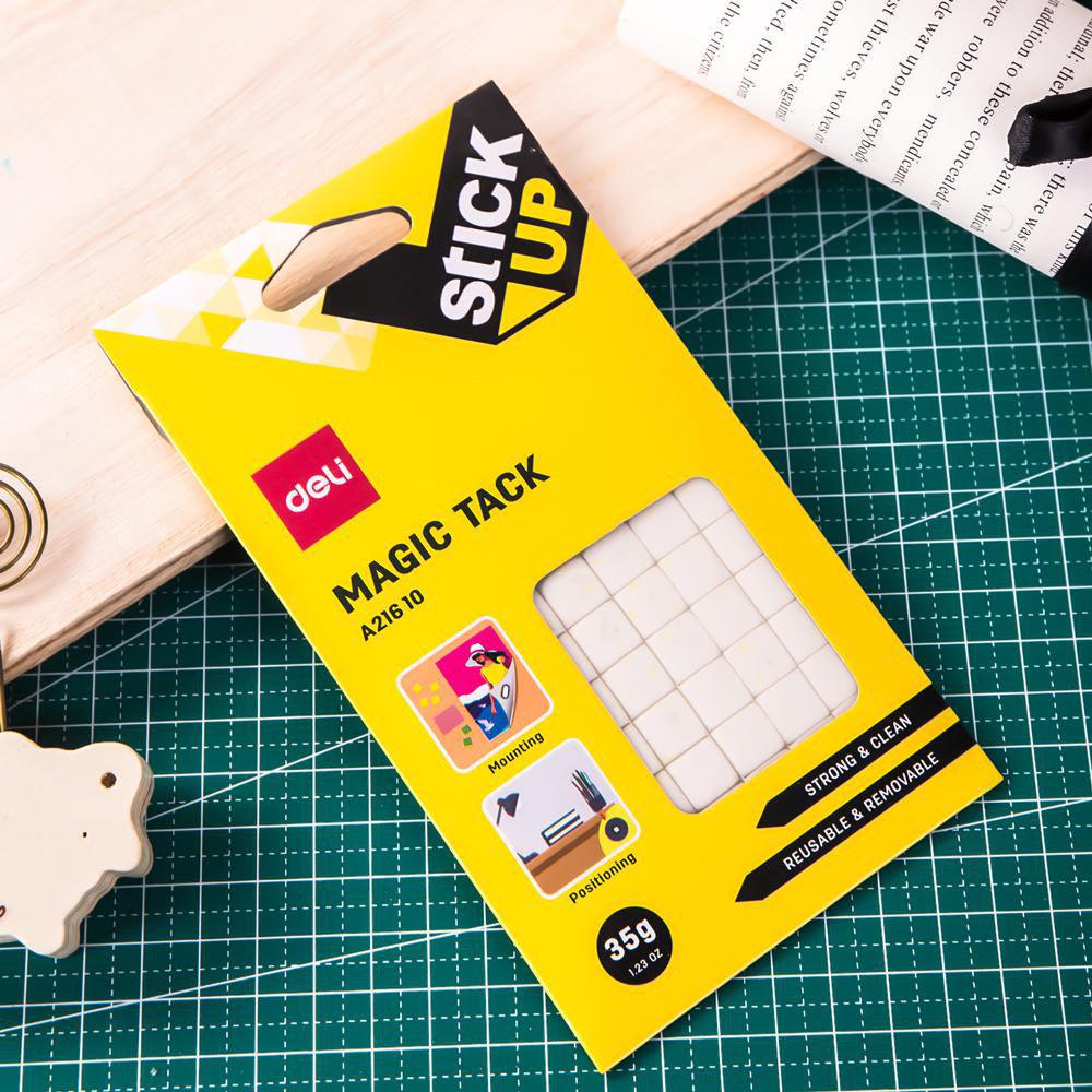 (EXCLUSIVE OFFER)DELI A21610 MAGIC TACK 35G Reusable Adhesive Putty  No Residue Easy to Use Non-Toxic Safe for Home Office School Use Ideal for Temporary Displays