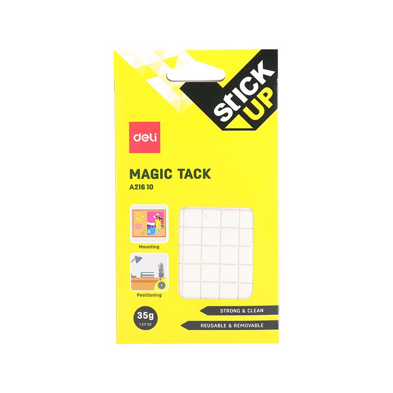 (EXCLUSIVE OFFER)DELI A21610 MAGIC TACK 35G Reusable Adhesive Putty  No Residue Easy to Use Non-Toxic Safe for Home Office School Use Ideal for Temporary Displays