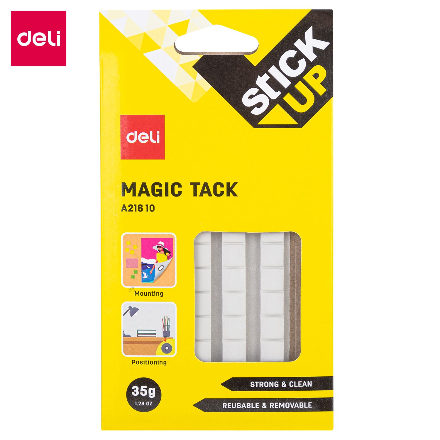 (EXCLUSIVE OFFER)DELI A21610 MAGIC TACK 35G Reusable Adhesive Putty  No Residue Easy to Use Non-Toxic Safe for Home Office School Use Ideal for Temporary Displays