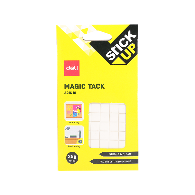(EXCLUSIVE OFFER)DELI A21610 MAGIC TACK 35G Reusable Adhesive Putty  No Residue Easy to Use Non-Toxic Safe for Home Office School Use Ideal for Temporary Displays
