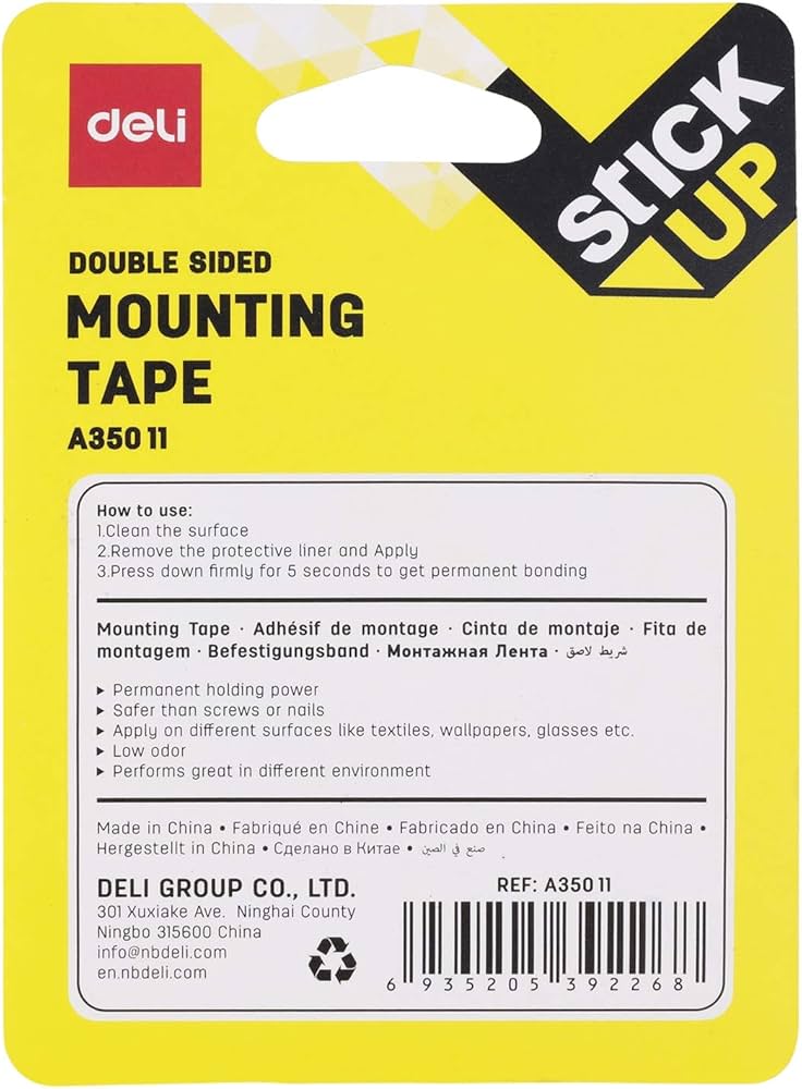 【Deli Official】DELI A35011Mounting Tape 1"x1.5M  Double-Sided Adhesive Foam Tape for Secure Mounting & Decorating Polyethylene (PE) foam