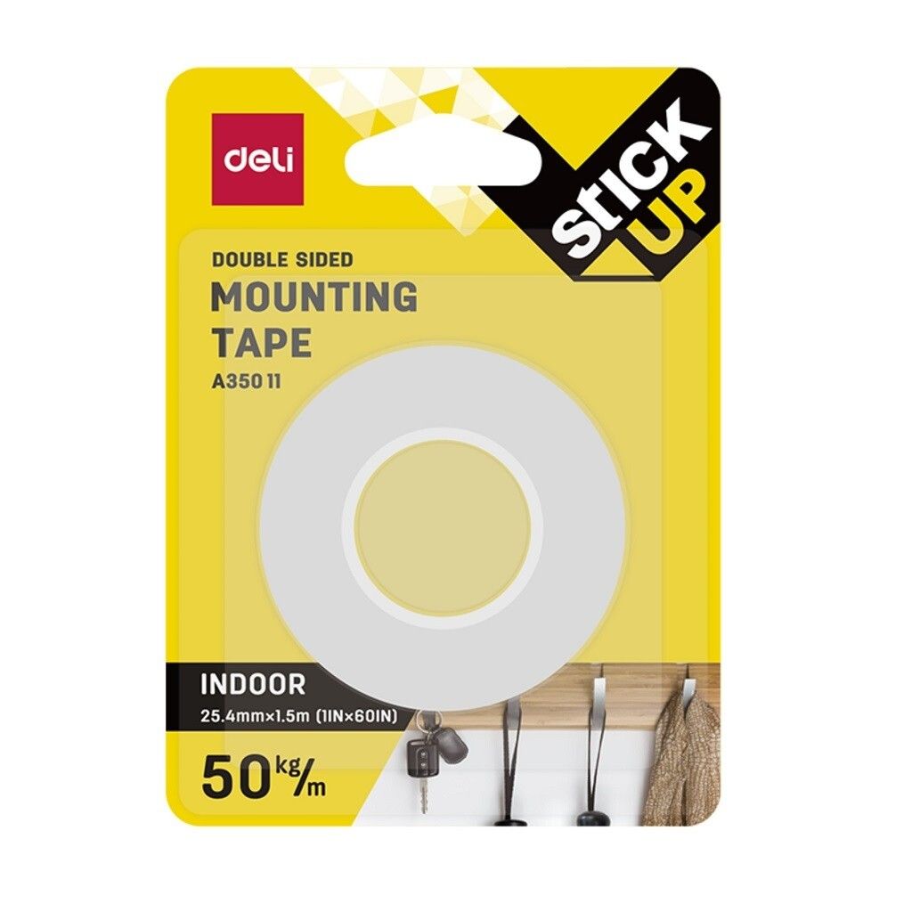 【Deli Official】DELI A35011Mounting Tape 1"x1.5M  Double-Sided Adhesive Foam Tape for Secure Mounting & Decorating Polyethylene (PE) foam