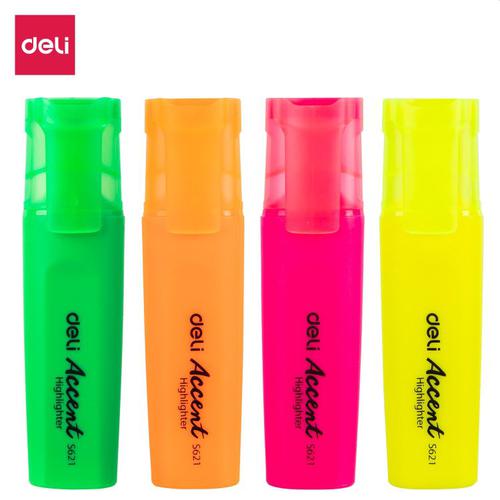 (EXCLUSIVE OFFER)DELI Stationery DELI S621 Accent Highlighter - Orange Chisel Tip Quick-Dry Fluorescent Ink Non-Toxic Ideal for School Office & Study Use