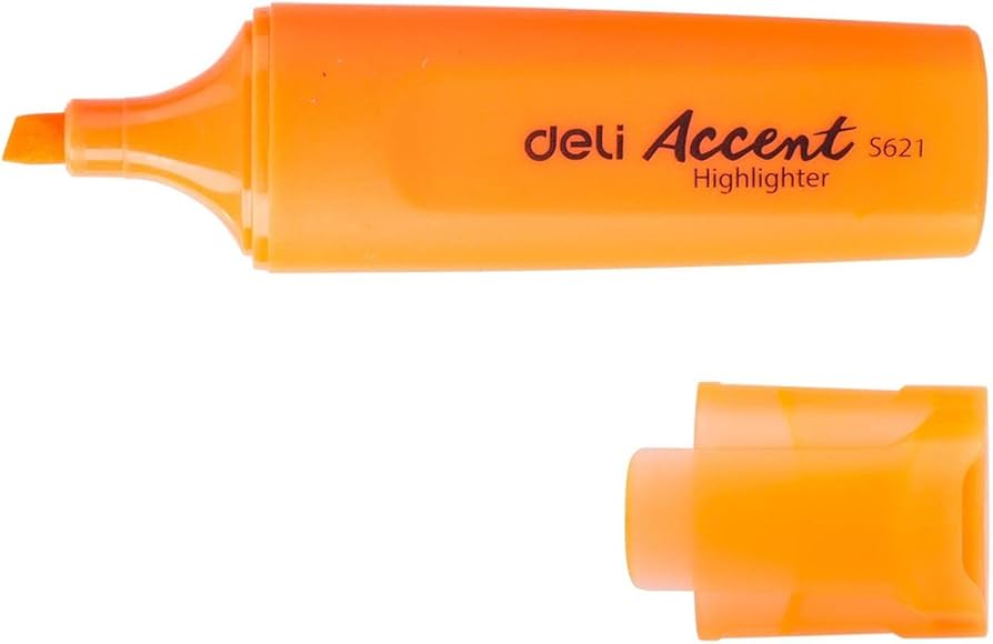 (EXCLUSIVE OFFER)DELI Stationery DELI S621 Accent Highlighter - Orange Chisel Tip Quick-Dry Fluorescent Ink Non-Toxic Ideal for School Office & Study Use