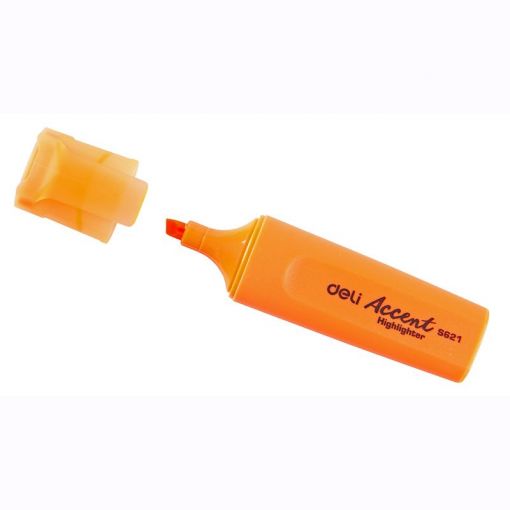(EXCLUSIVE OFFER)DELI Stationery DELI S621 Accent Highlighter - Orange Chisel Tip Quick-Dry Fluorescent Ink Non-Toxic Ideal for School Office & Study Use