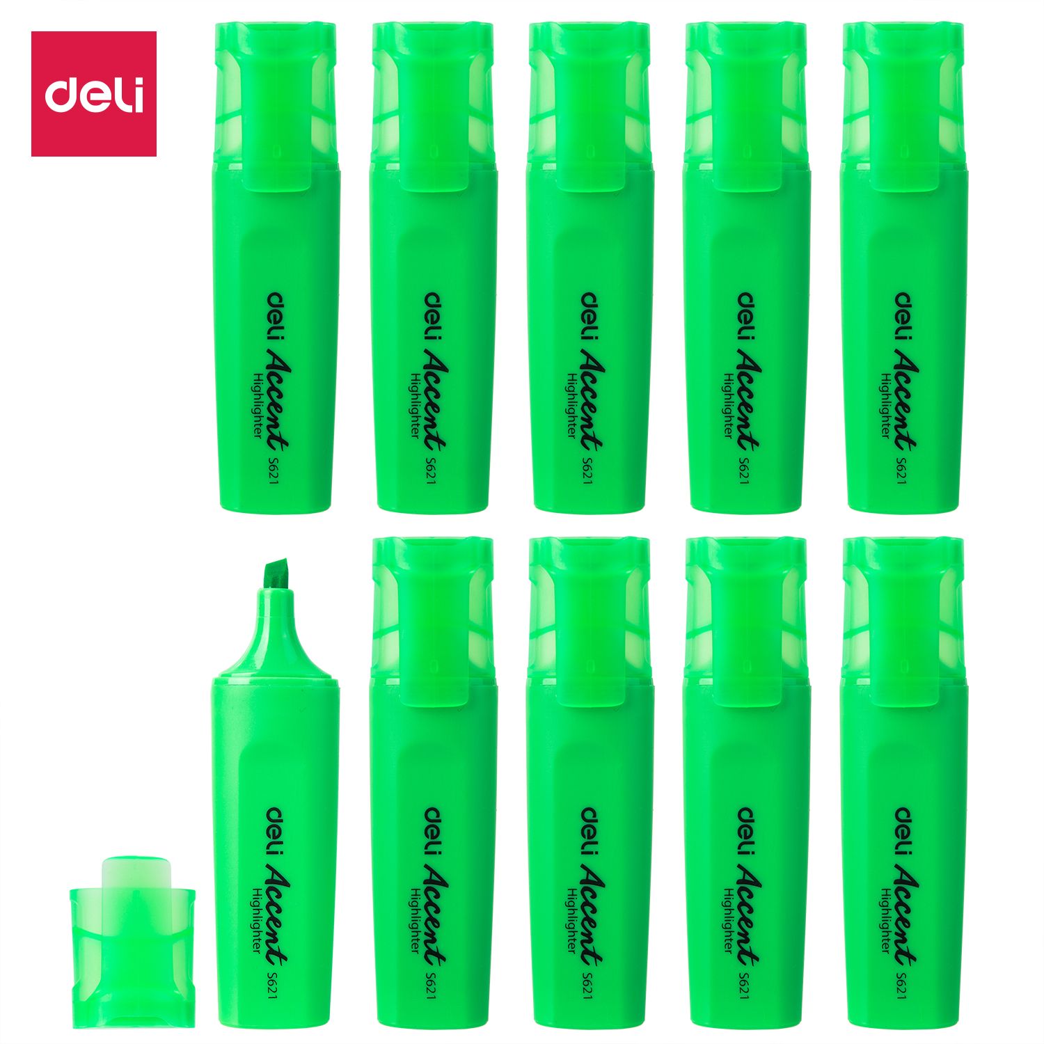 (EXCLUSIVE OFFER)DELI Stationery DELI S621 Accent Highlighter - Orange Chisel Tip Quick-Dry Fluorescent Ink Non-Toxic Ideal for School Office & Study Use