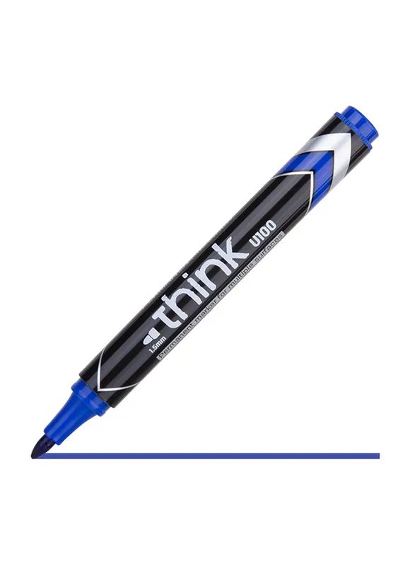 【Deli Official】DELI U10101 Think Permanent Marker Blister Pack of 4pcs Assorted (Black/Blue/Red/Green) Colors - Chisel Tip 1.5-5mm Quick-Drying, Water-Resistant Low-Odor Ink for Multi-Surface Use
