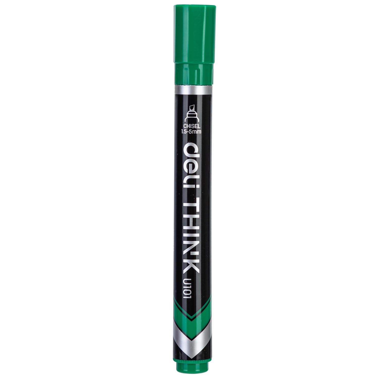 【Deli Official】DELI U10101 Think Permanent Marker Blister Pack of 4pcs Assorted (Black/Blue/Red/Green) Colors - Chisel Tip 1.5-5mm Quick-Drying, Water-Resistant Low-Odor Ink for Multi-Surface Use