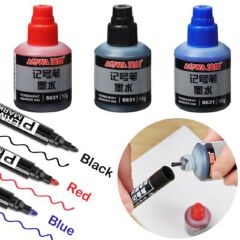 【Deli Official】DELI Stationery S632 Permanent Marking Ink (3pcs) - Suitable for All Refillable Marker Pens, No Blocking, No Leakage, High Quality
