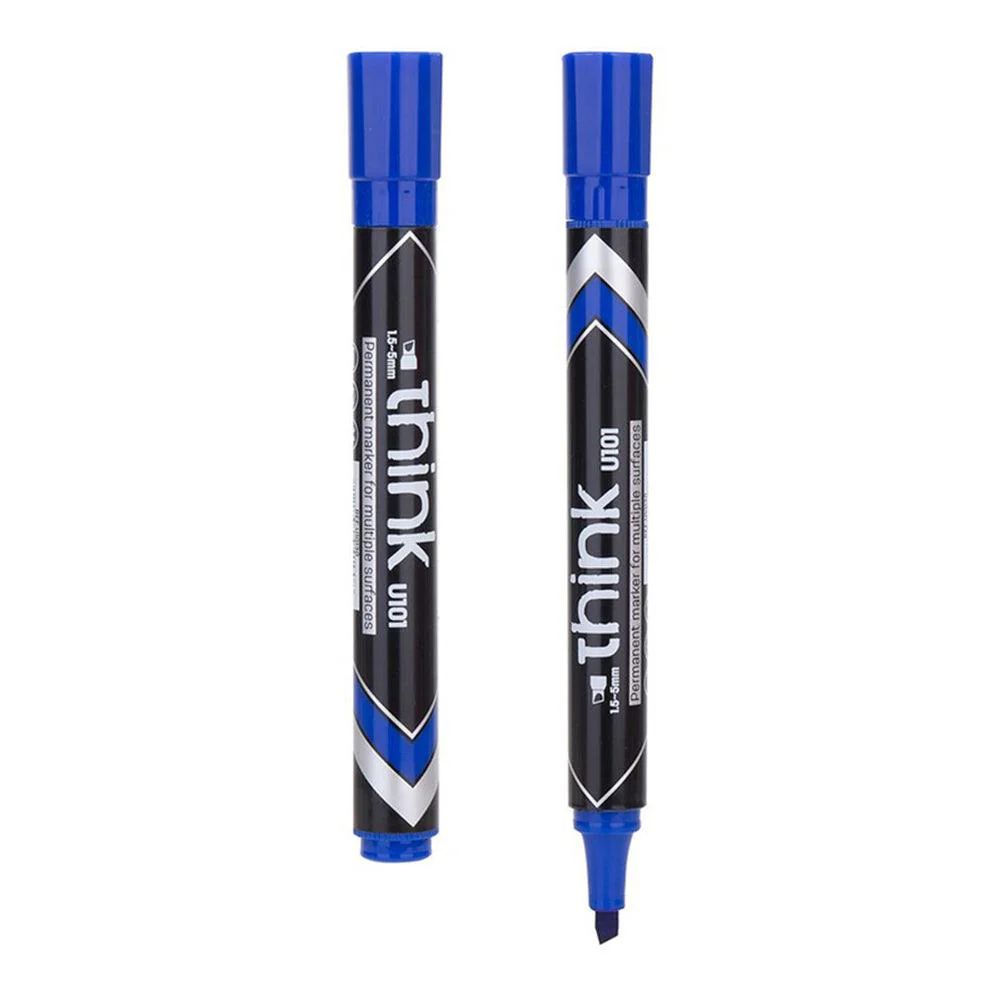 【Deli Official】DELI U10130 Think Permanent Chisel Markers (12pcs/pkt) - BLUE Bold and Long-Lasting Ink 1.5–5mm Chisel Tip for Precision,Versatility Quick-Drying Waterproof