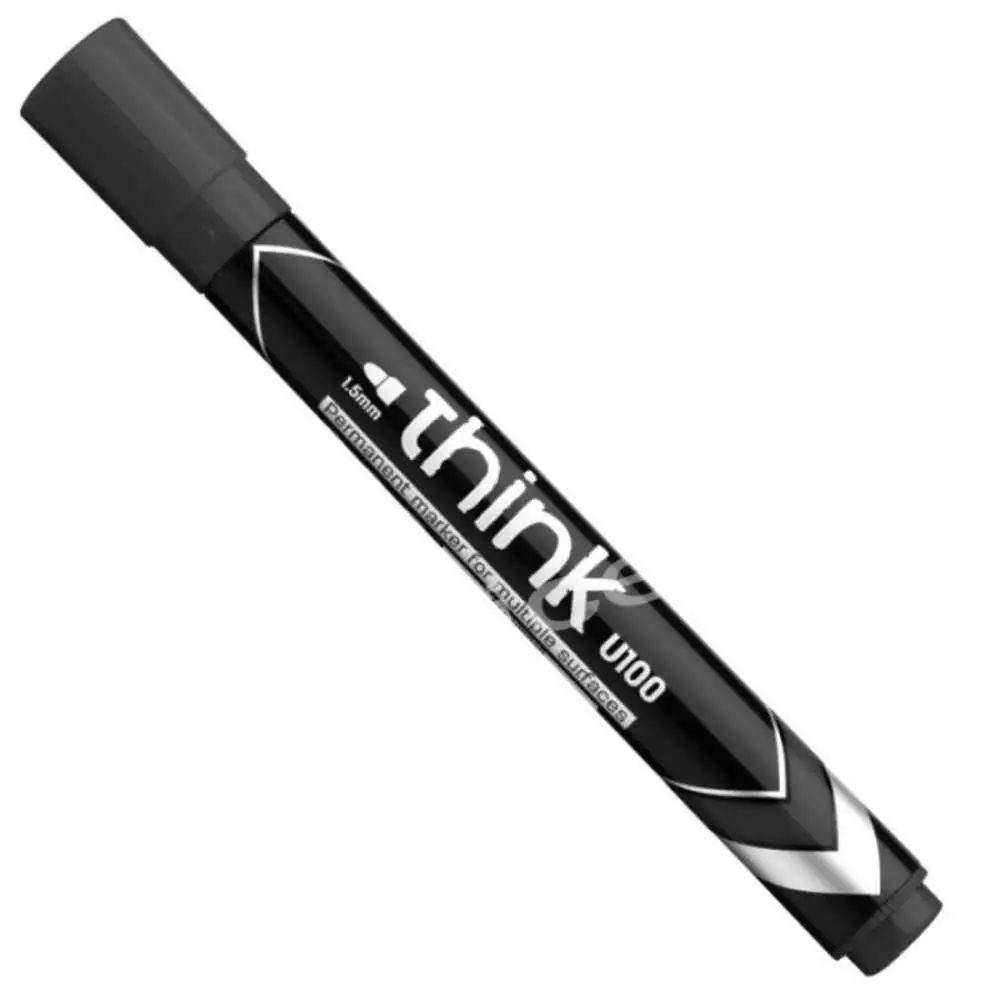 【Deli Official】DELI U10020 Think Permanent Bullet Markers - Black (12pcs/pkt) .5mm Tip Quick-Drying Waterproof Ink for Multiple Surfaces Eco-Friendly