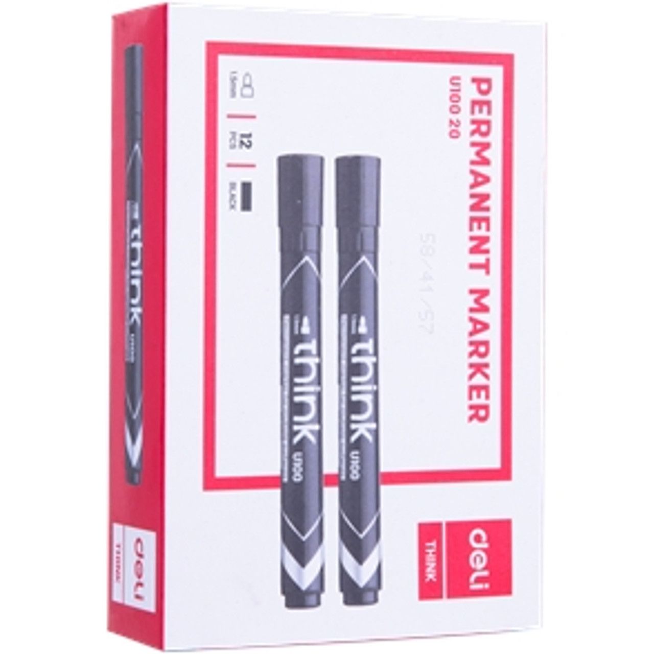 【Deli Official】DELI U10020 Think Permanent Bullet Markers - Black (12pcs/pkt) .5mm Tip Quick-Drying Waterproof Ink for Multiple Surfaces Eco-Friendly