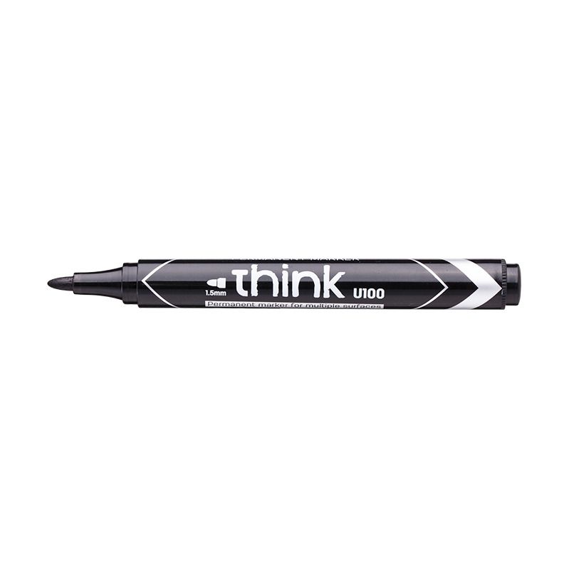 【Deli Official】DELI U10020 Think Permanent Bullet Markers - Black (12pcs/pkt) .5mm Tip Quick-Drying Waterproof Ink for Multiple Surfaces Eco-Friendly
