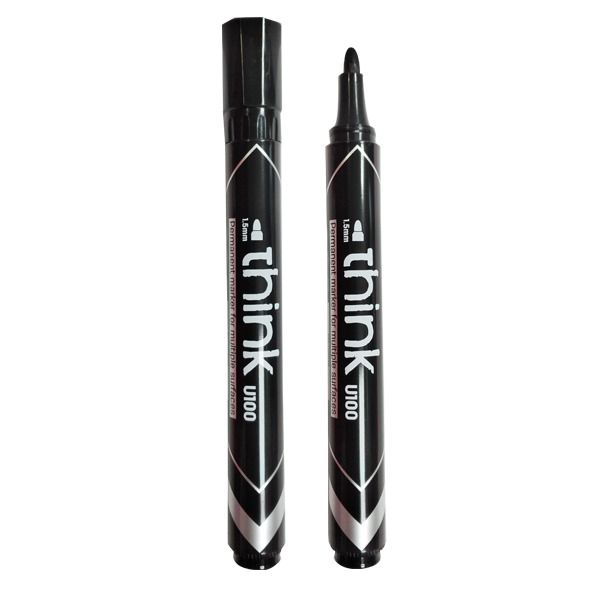 【Deli Official】DELI U10020 Think Permanent Bullet Markers - Black (12pcs/pkt) .5mm Tip Quick-Drying Waterproof Ink for Multiple Surfaces Eco-Friendly