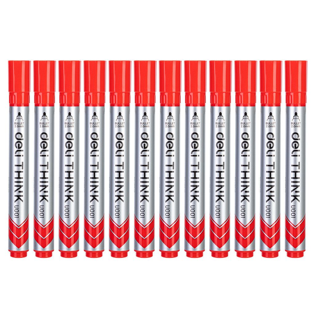 【Deli Official】DELI U00140Think Whiteboard Bullet Markers / Marker Pen - Red(12pcs/pkt)