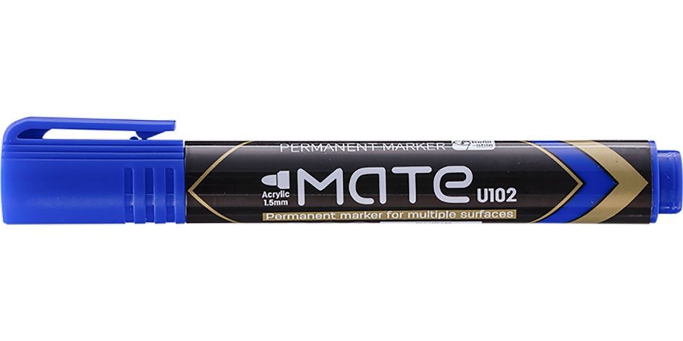 【Deli Official】 DELI U10230 Mate Permanent Bullet Refillable Markers - Blue (12pcs/pkt)E 1.5mm Tip Waterproof & Quick-Drying Ink for Multi-Surface Use Eco-Friendly ensures long-lasting marks