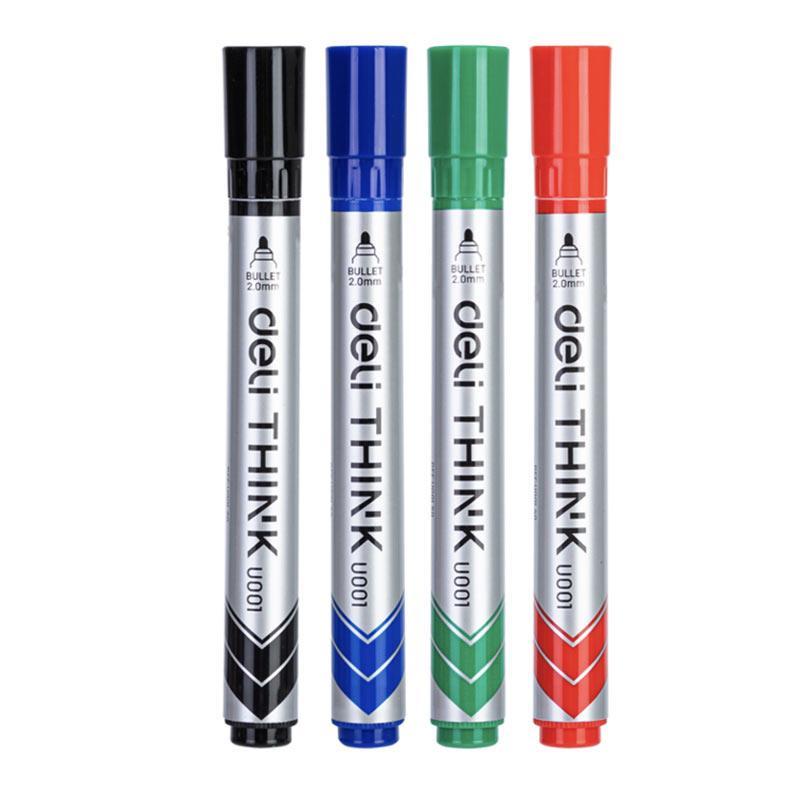 【Deli Official】 DELI U00101 Think Whiteboard Bullet Markers Blister-Pack Of 4PCS Assorted Colours (Black/Blue/Red/Green)