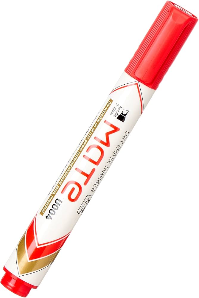 【Deli Official】DELI Stationery  U00440 Mate Whiteboard Chisel Refillable Markers/ Marker Pen (12pcs/pk) - RED