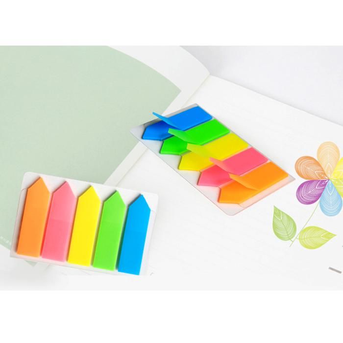 (EXCLUSIVE OFFER)DELI A10602 ARROW INDEX TABS 43x12mm 5x20SHEETS 5 COLOR Indexing & Page Markers Transparency Writing Surface