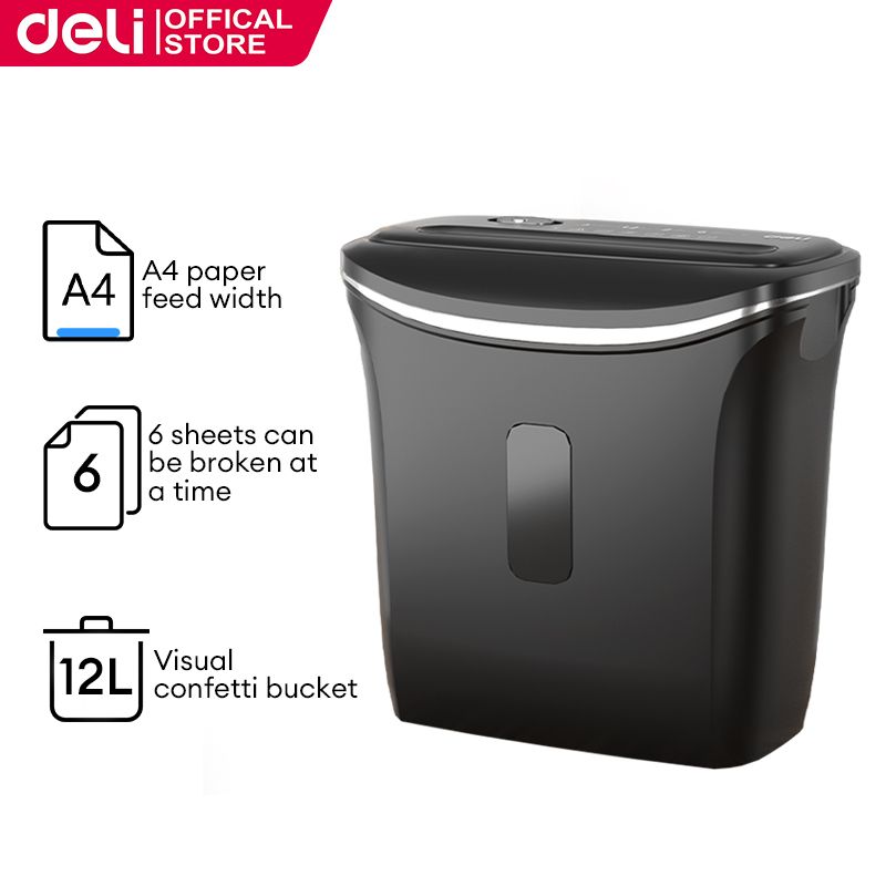 【Deli Official】 DELI-Office Equipment DELI E9945 Cross-Cut Shredder - 6 SHTS/ 12 LT/CC P4
