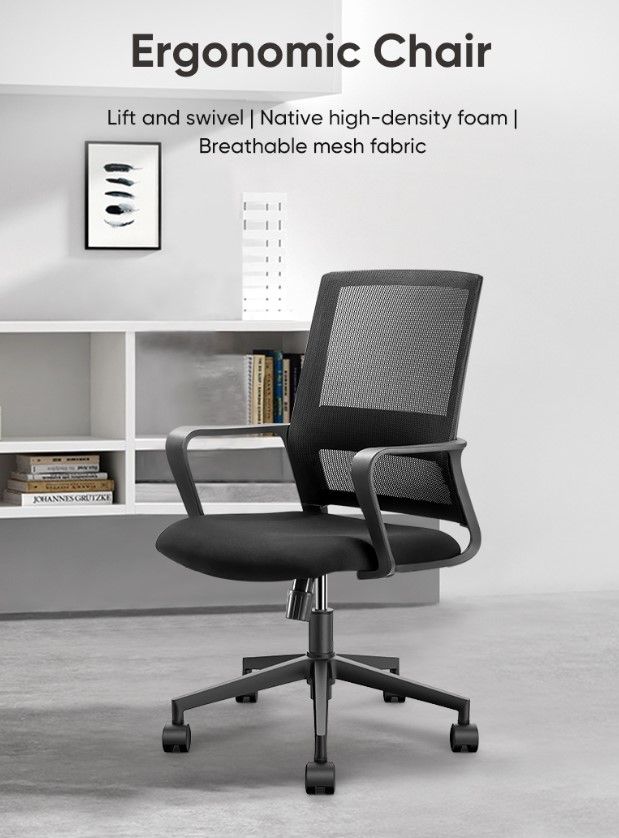 (EXCLUSIVE OFFER)DELI-Office Furniture DELI E4501 FUNCTIONAL MESH TASK MED-BACK OFFICE CHAIR Comfortable, Ergonomic Med-Back Design for Daily Use Adjustable Height