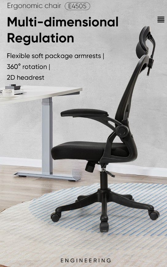 [Hot Deals]DELI-Office Furniture DELI E4505 FUNCTIONAL HIGHBACK MESH OFFICE CHAIR WITH HEAD-REST & ROTATING ADJUSTABLE ARMS Adjustable Headrest Lumbar Support & Breathable Design