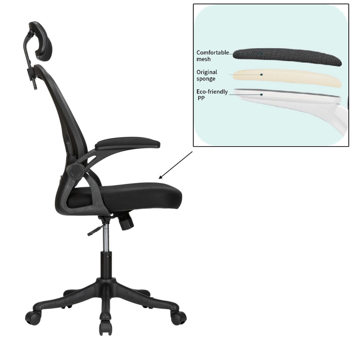 [Hot Deals]DELI-Office Furniture DELI E4505 FUNCTIONAL HIGHBACK MESH OFFICE CHAIR WITH HEAD-REST & ROTATING ADJUSTABLE ARMS Adjustable Headrest Lumbar Support & Breathable Design