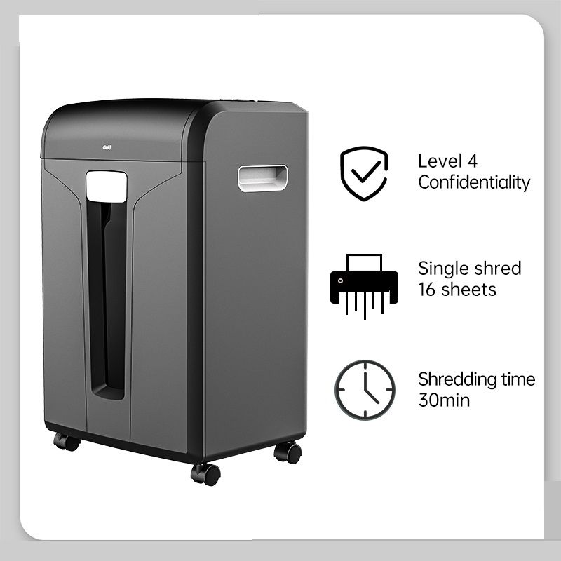 【Deli Official】DELI-Office Equipment DELI E14400 Cross-Cut Shredder - Can Shred: CD/DVD, Paper, Card, Paper Clip, Staples - 16 SHTS/ 31 LT/ CC P4