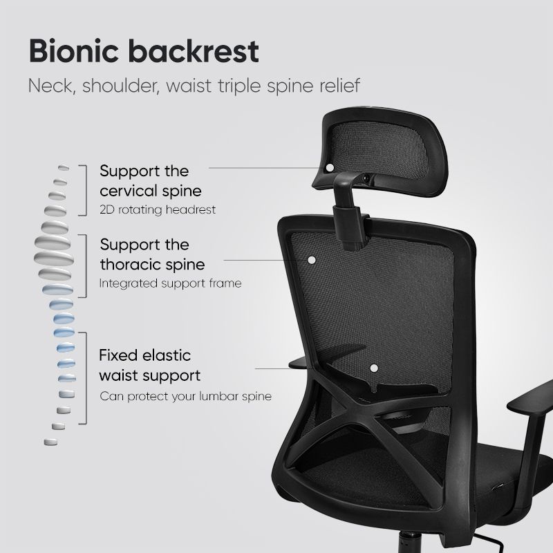 (EXCLUSIVE OFFER)DELI E4510 EXECUTIVE HIGHBACK MESH OFFICE CHAIR WITH HEAD-REST - WITH T-SHAPED ARMREST Ergonomic Design Breathable Mesh Material Adjustable Headrest
