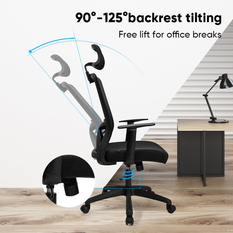 (EXCLUSIVE OFFER)DELI E4510 EXECUTIVE HIGHBACK MESH OFFICE CHAIR WITH HEAD-REST - WITH T-SHAPED ARMREST Ergonomic Design Breathable Mesh Material Adjustable Headrest