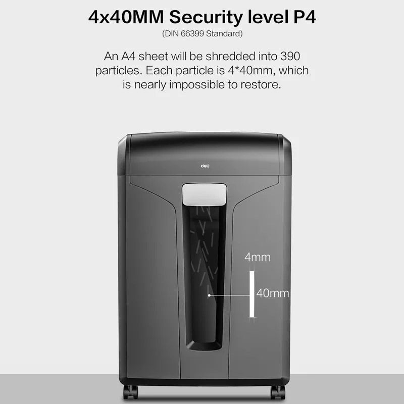 【Deli Official】DELI-Office Equipment DELI E14400 Cross-Cut Shredder - Can Shred: CD/DVD, Paper, Card, Paper Clip, Staples - 16 SHTS/ 31 LT/ CC P4