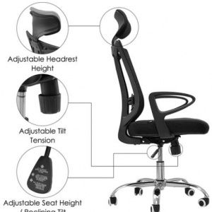 (EXCLUSIVE OFFER)DELI-Office Furniture DELI E4511 EXECUTIVE HIGHBACK ERGONOMIC MESH OFFICE CHAIR WITH HEAD-REST & CHROME BASE Adjustable Headrest & Chrome Base