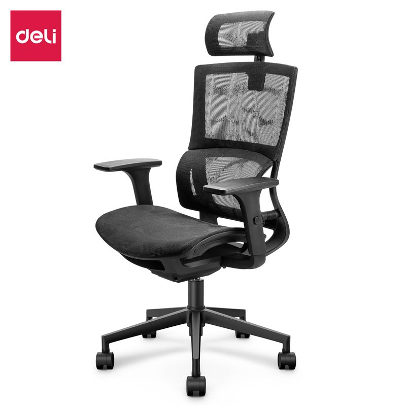 [Limited Sale]DELI-Office Furniture DELI 87050 EXECUTIVE HIGHBACK ERGONOMIC MESH OFFICE CHAIR WITH HEAD-REST Adjustable Headrest T-Shaped Armrests