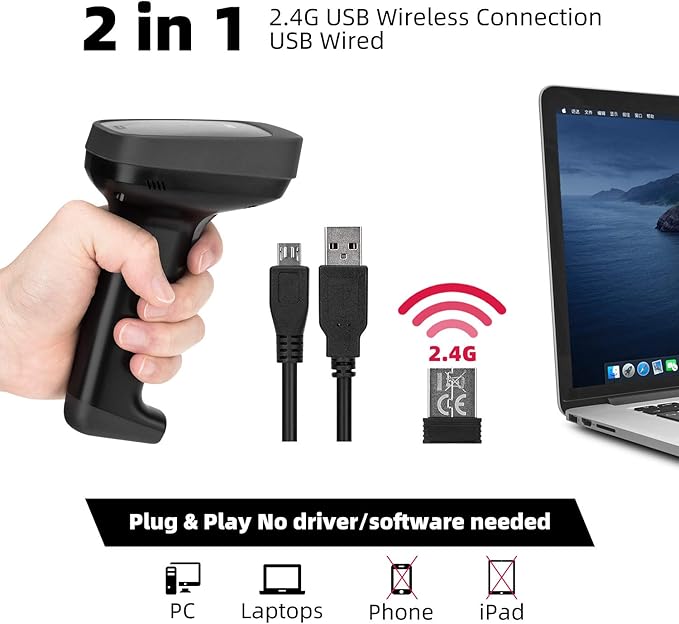 (EXCLUSIVE OFFER)DELI 14953W BARCODE SCANNER 1D WIRELESS