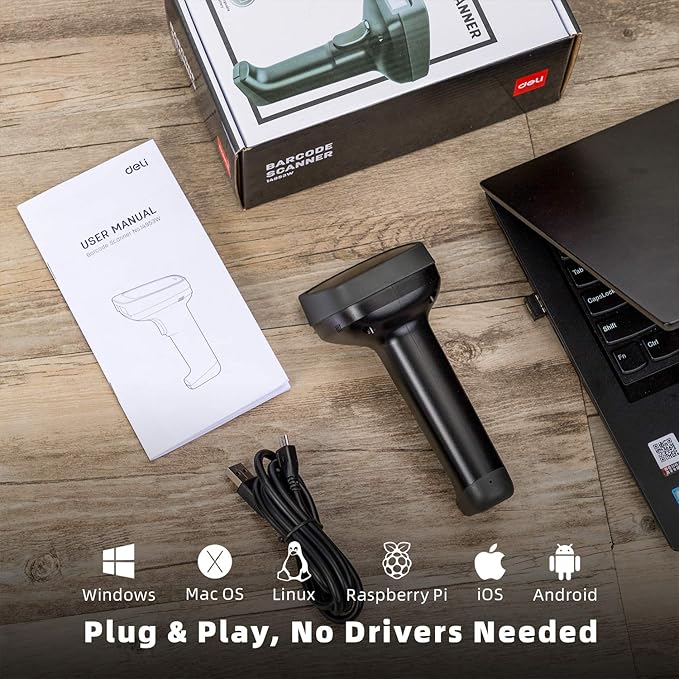 (EXCLUSIVE OFFER)DELI 14953W BARCODE SCANNER 1D WIRELESS
