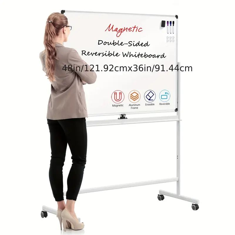 【Deli Official】DELI-Office Equipment DELI 7884 Magnetic  Mobile Whiteboard  6x3FT Double-Sided Magnetic Surface Smooth Easy-to-Clean Surface Mobile Design