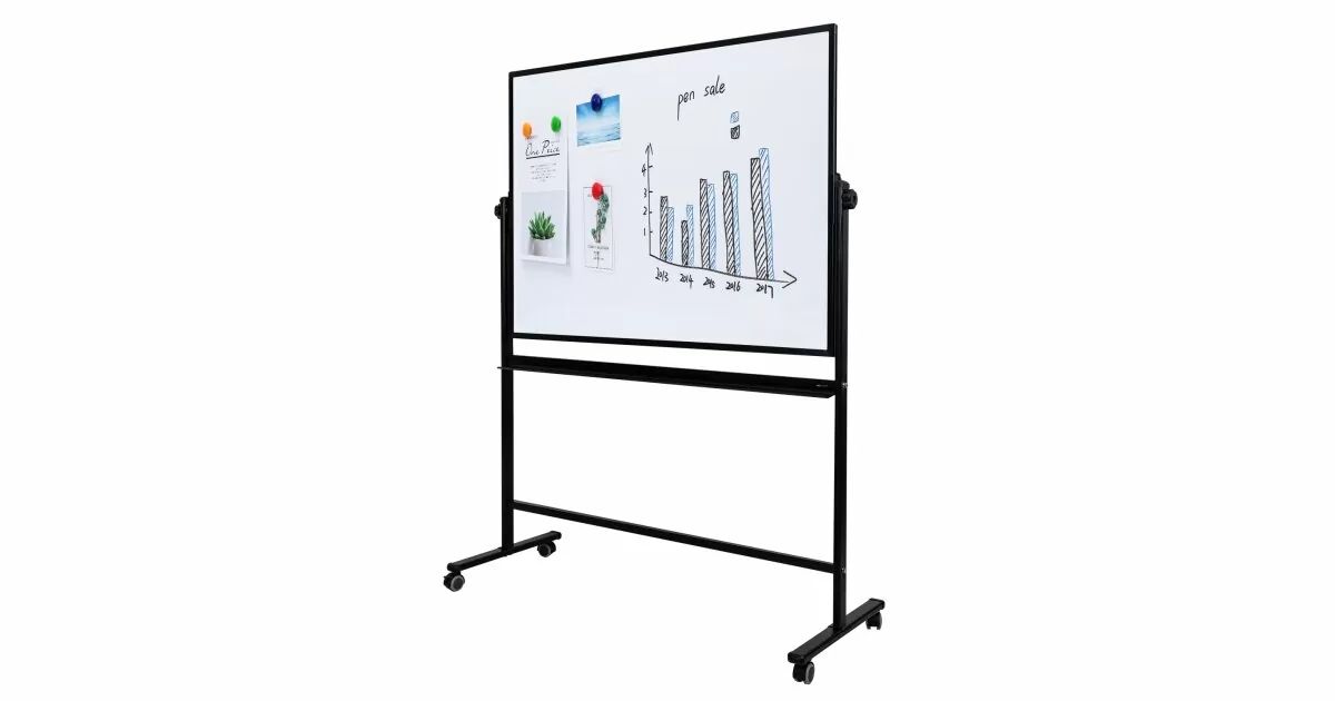 【Deli Official】DELI-Office Equipment DELI E7882 Magnetic Mobile  Whiteboard  4x3FT Adjustable Height Double-Sided Magnetic Surface Easy to Erase