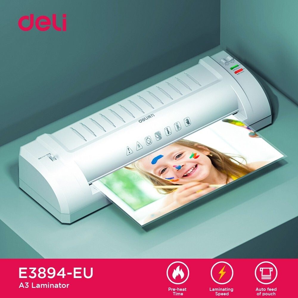 【Deli Official】DELI-Office Equipment DELI E3894-EU A3 Laminator User-Friendly OperationDual Temperature Settings Low Noise Operation
