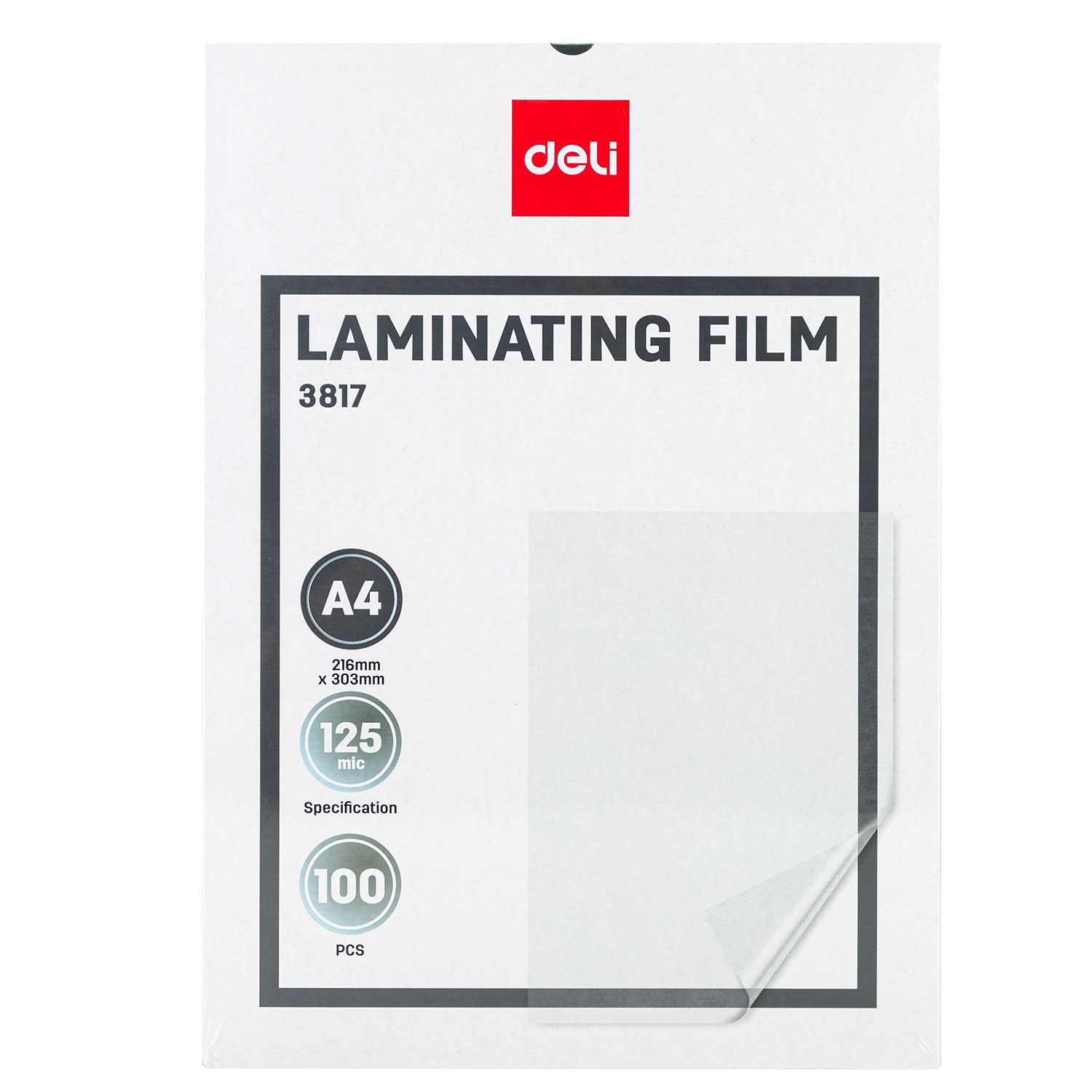 [Anniversary Sale]DELI E3817 LAMINATING POUCHES A4 125MIC PKT OF 100'S High Quality Clear Finish Durable PET/EVA Material Protects Documents from Moisture Dust and Damage