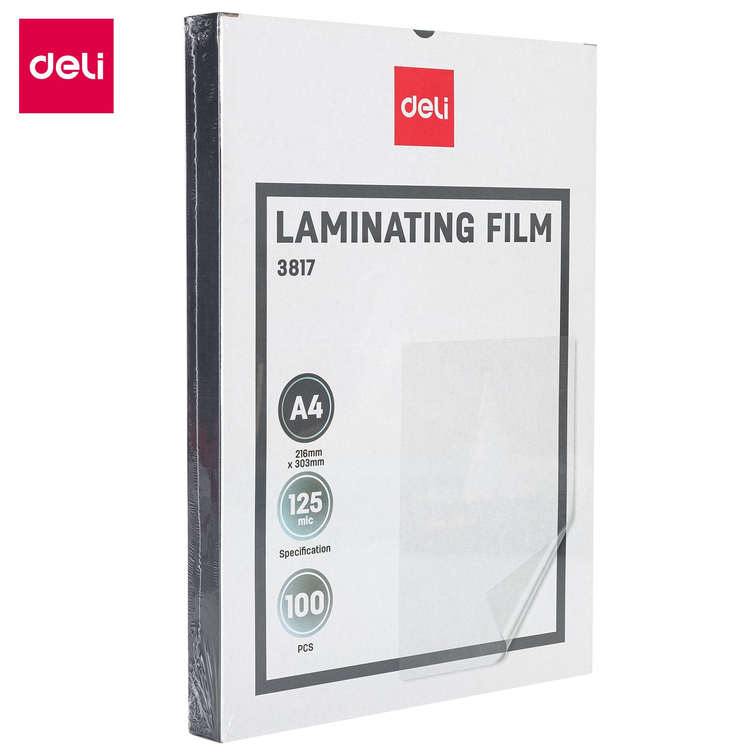 [Anniversary Sale]DELI E3817 LAMINATING POUCHES A4 125MIC PKT OF 100'S High Quality Clear Finish Durable PET/EVA Material Protects Documents from Moisture Dust and Damage